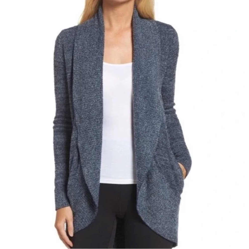 Barefoot Dreams CozyChic Lite Heathered Indigo Blue Cozy Circle Cardigan